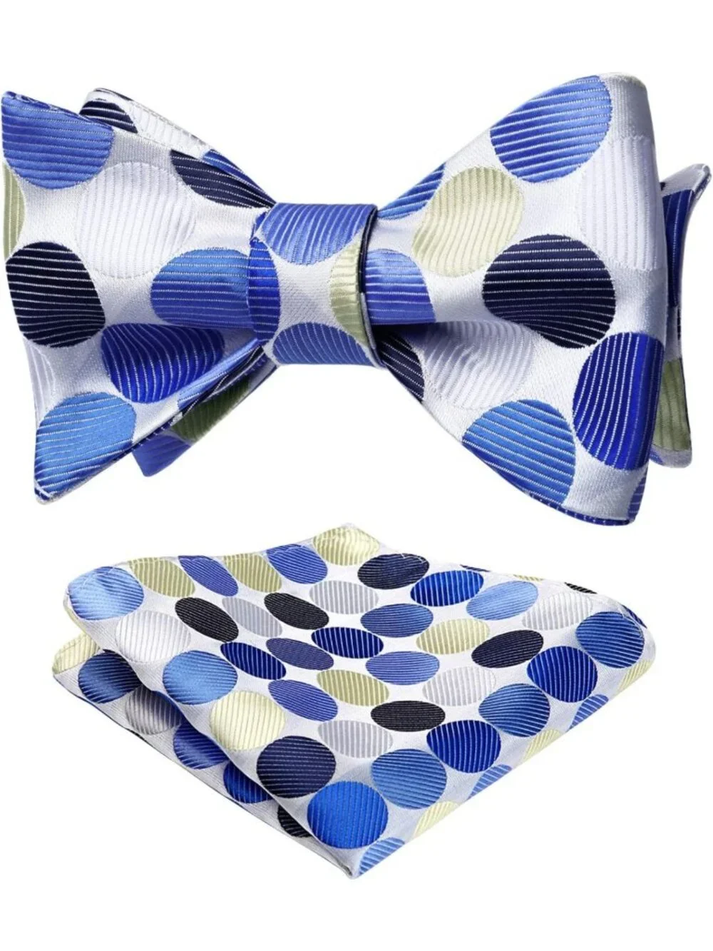 Classic Polka Dot Self-Tie Bow Tie & Pocket Square Set for Weddings & Business